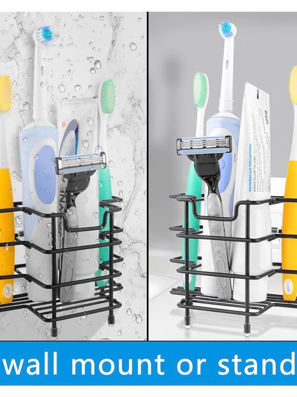 New Toothbrush & Toothpaste Organizer - Black